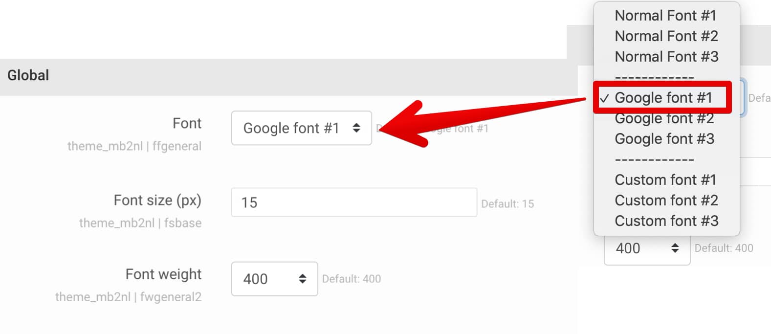 Typography global settings