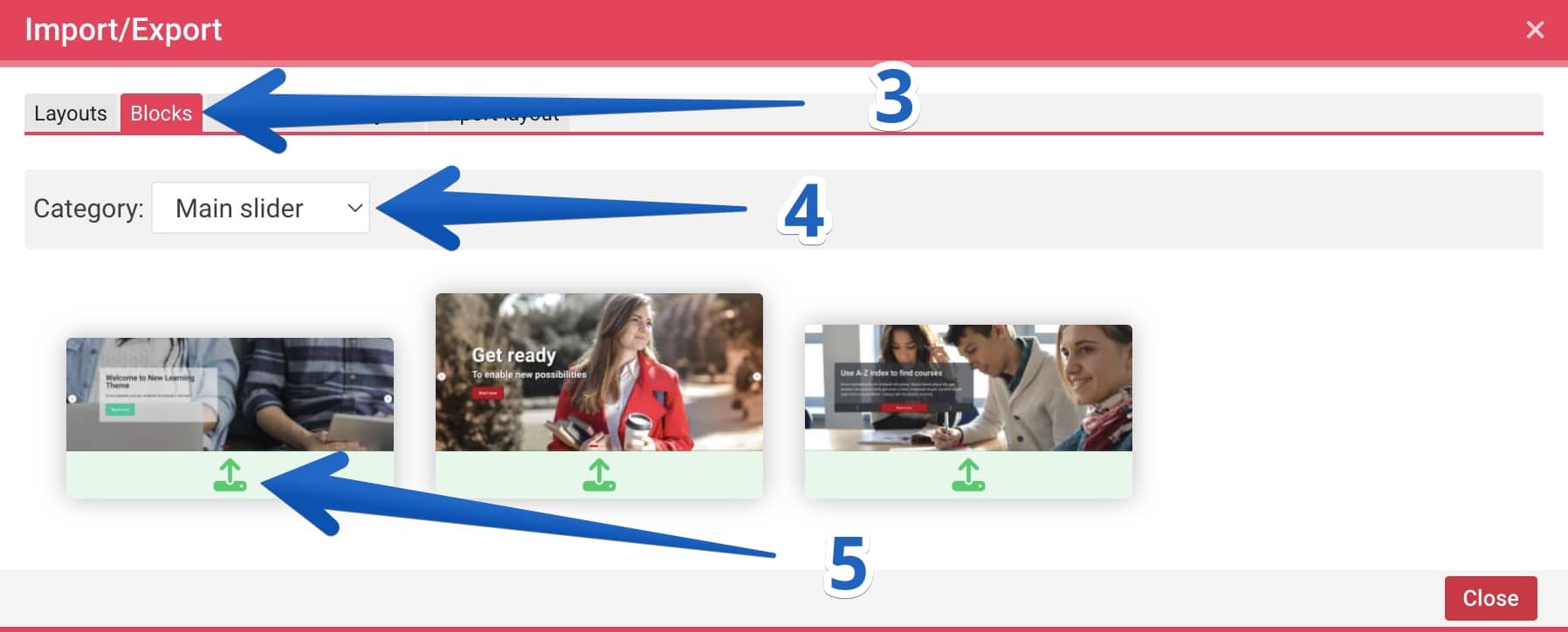 Import slider block